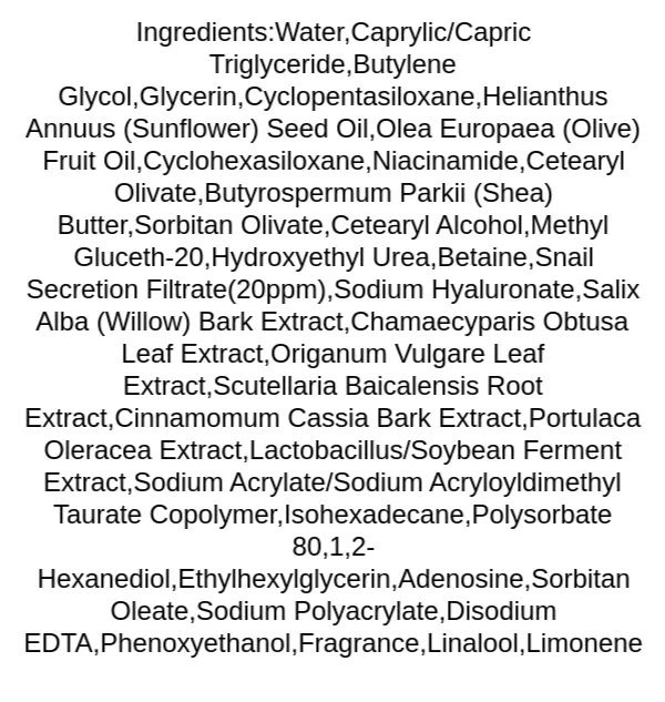 fortheskin-snail-solution-cream-ingredients