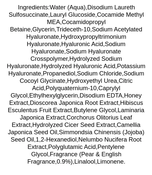 laferme-low-ph-body-wash-pear-and-freesia-ingredients