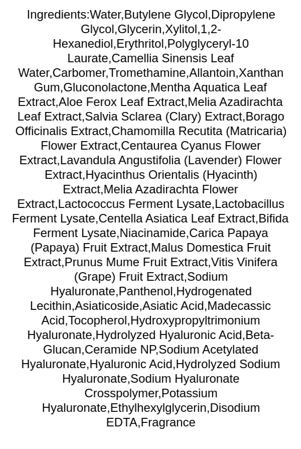 tocobo-cica-calming-aqua-toner-ingredients