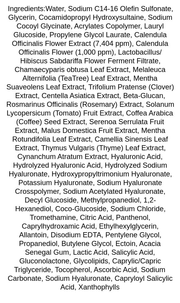iunik-calendula-balancing-foam-gel-cleanser-ingredients